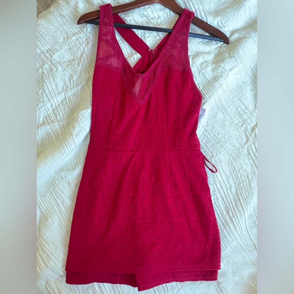 Free People Red Sleeveless Romper